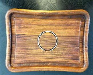 $40 Teak tray for placing meat, ridges to collect juice.  17.5" L x 13" W.  