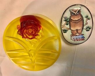 $20 each lucite paperweight available  and owl box  SOLD 