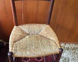 $120 Wood and rush chair 