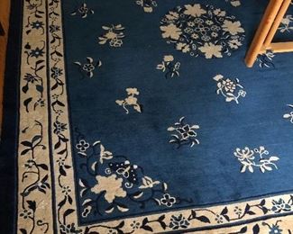 $1750 Blue and cream carpet floral border.  115" L x 96" W.  