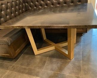 Custom coated concrete dining table.
45” x 55” x 30” tall