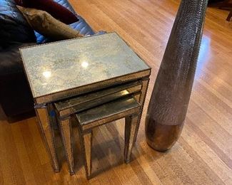 4’ Tall Vase and Set of Mirrored Nesting Tables