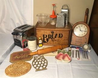 Bread Box, Vintage Kitchenware, and Toaster
