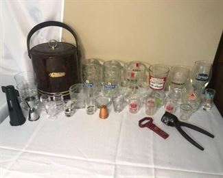 Copper Shot Glasses, Ice Bucket, and Other Barware