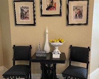 Eastlake Style Walnut Occasional Table And Chairs