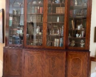 William IV Mohogany And Veneer Banded Breakfront Bookcase 