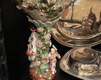 Pair Of Sitzendorf Reticulated Baskets