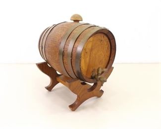 Vintage Table Top Liquor Barrel With Brass Spout
