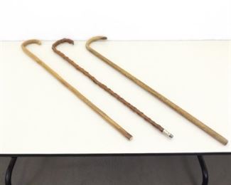 Lot of 3 Antique Wood Walking Canes

