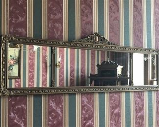 Ornate 3 Part Sofa Mirror, Etched Decoration
