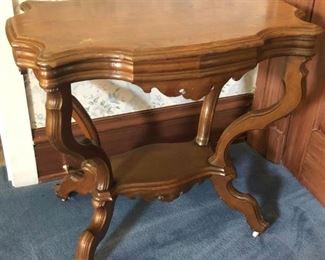Walnut Turtle Top Parlor Table