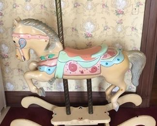 Large Full Size Carousel/Rocking Horse With Brass Pole