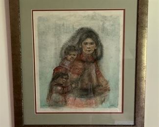 Edna Hibel "Eskimo Mother and Children" signed and numbered