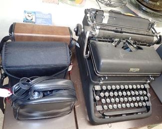 Typewriter works. Binoculars