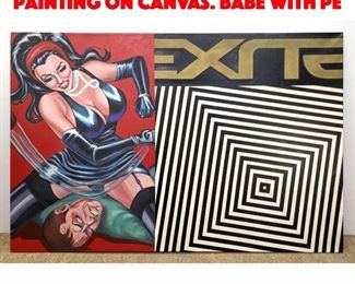 Lot 3 Large PULP POP ART Oil Painting on Canvas. Babe with Pe