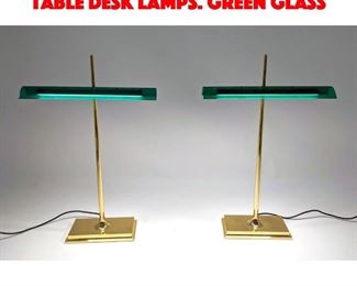 Lot 16 Pr FLOS Green Glass Shade Table Desk Lamps. Green Glass