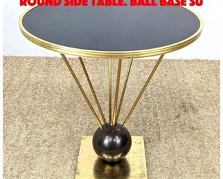 Lot 17 Designer Black and Brass Round Side Table. Ball base su
