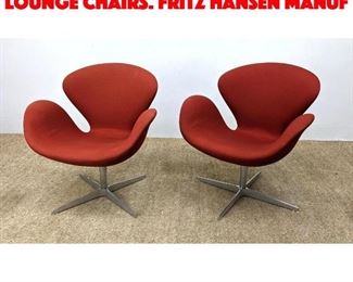 Lot 19 Pr ARNE JACOBSEN Swan Lounge Chairs. FRITZ HANSEN Manuf