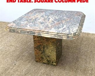 Lot 22 Figured Stone Square Side End Table. Square Column Pede