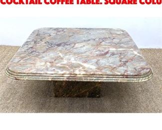 Lot 23 Figured Stone Square Cocktail Coffee Table. Square Colu