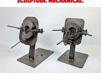 Lot 38 Pair Industrial Object Sculpture. Mechanical. 