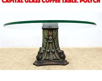 Lot 39 Architectural Column Capital Glass Coffee Table. Polych