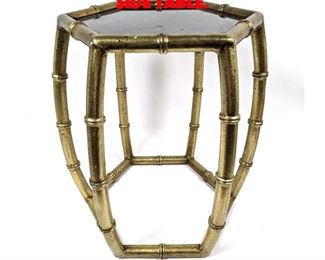 Lot 42 Brass Tone Faux Bamboo Side Table.