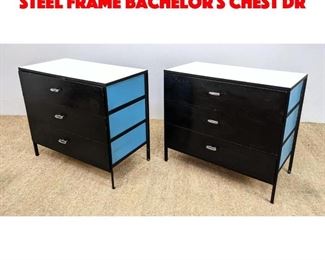 Lot 49 Pair GEORGE NELSON Blue Steel Frame Bachelor s Chest Dr
