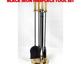 Lot 56 Modernist style brass and Black Iron Fireplace Tool Set