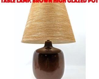 Lot 64 GUNNAR LOTTE BOSTLUND Table Lamp. Brown High Glazed Pot