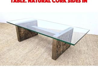 Lot 75 Modernist Glass Top Coffee Table. Natural Cork Sides in