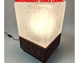 Lot 85 Cork Crackle Glass Cube Modernist Table Lamp. 