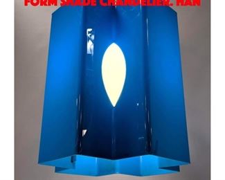 Lot 91 Modernist Blue Plastic Cross form Shade Chandelier. Han