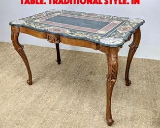 Lot 93 Fancy Inlaid Marble Center Table. Traditional Style. In