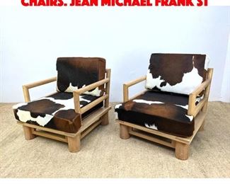 Lot 96 Pr Cowhide Cushion Lounge Chairs. Jean Michael Frank st