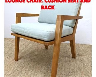 Lot 103 Wood Frame Open Arm Lounge Chair. Cushion seat and back