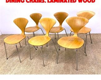 Lot 104 Set 6 NORMAN CHERNER Ant Dining Chairs. Laminated wood 
