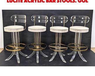 Lot 108 Set 4 HILL Manufacturing Lucite acrylic Bar Stools. Gol
