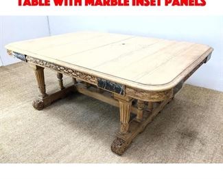 Lot 114 Large Cerused Oak Dining Table with Marble Inset Panels