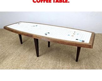 Lot 115 MCM Elliptical Tile Top Coffee Table. 