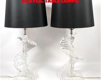 Lot 117 Pair Twisted Column Lucite Acrylic Table Lamps. 