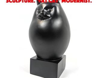 Lot 139 MFA Black Cat Figural Sculpture. Fat Cat Modernist. 
