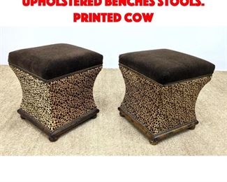 Lot 166 Pr Animal Print Upholstered Benches Stools. Printed cow