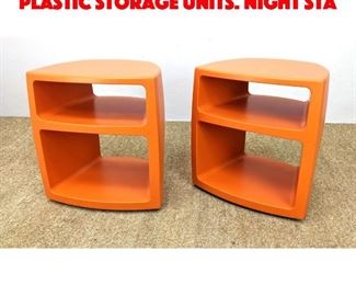 Lot 173 Pr KNOLL Orange Molded Plastic Storage Units. Night Sta