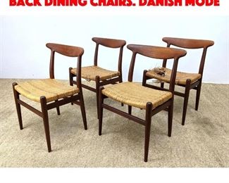 Lot 190 Set 4 HANS WEGNER Bowed Back Dining Chairs. Danish Mode