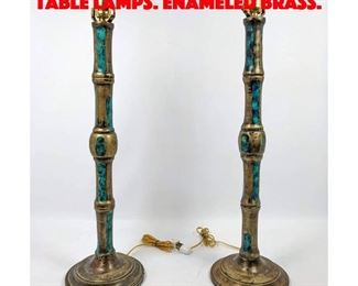 Lot 203 Pair Stamped Mendoza Table Lamps. Enameled brass. 