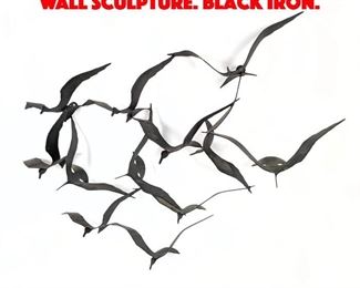 Lot 222 Brutalist Birds in Flight Wall Sculpture. Black Iron.