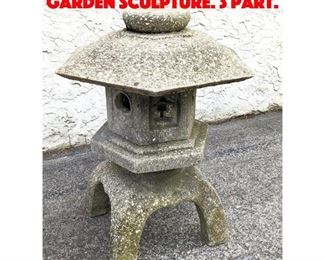 Lot 229 Nice cast Stone Pagoda Garden Sculpture. 3 Part.