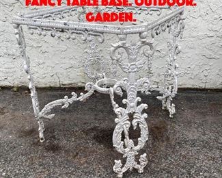 Lot 233 Ornate Cast Aluminum Fancy Table Base. Outdoor. Garden.