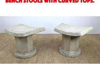 Lot 237 Pair Cast Concrete Stone Bench Stools with Curved Tops.